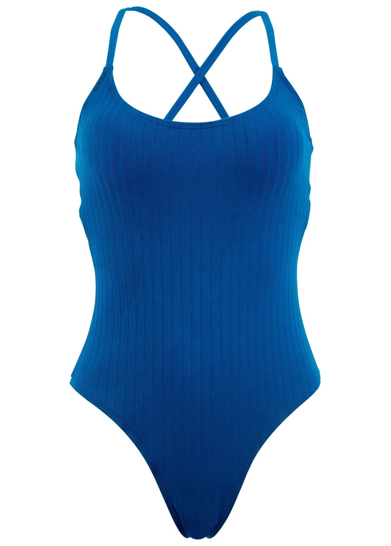 Superrib Tie Back One Piece Blue