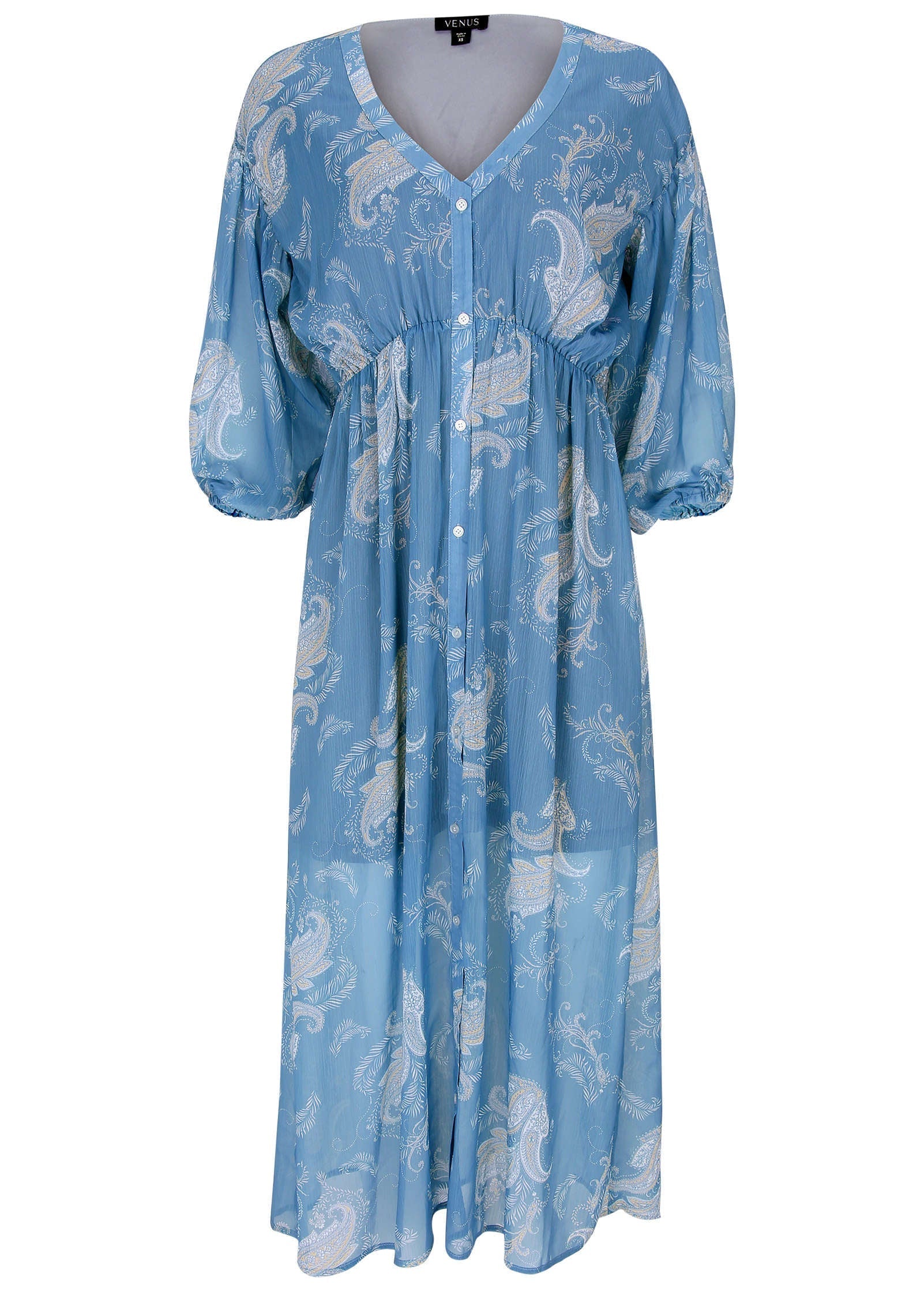 Button Down Maxi Dress Blue