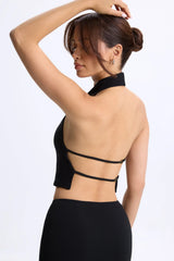 Modal Cowl Neck Open Back Top in Black