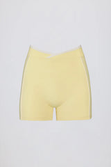 Soft Active Wrapover Contrast Mini Shorts in Soft Yellow