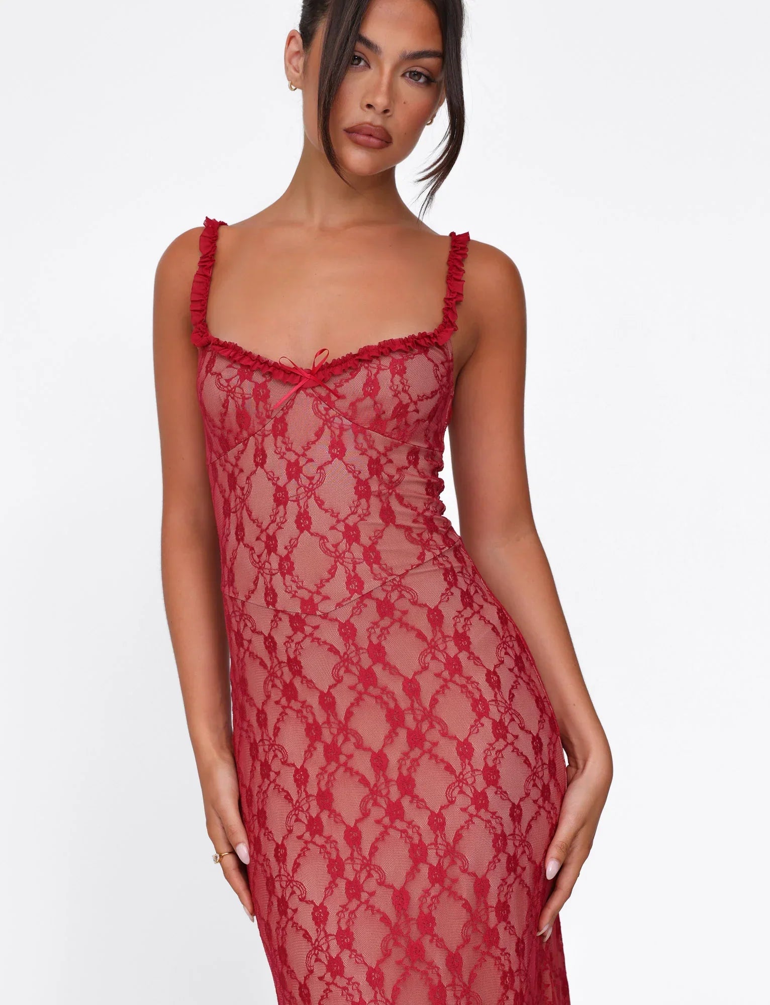 DEJA DRESS RED BERRY RED