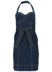 Denim Halter Dress Dark Wash