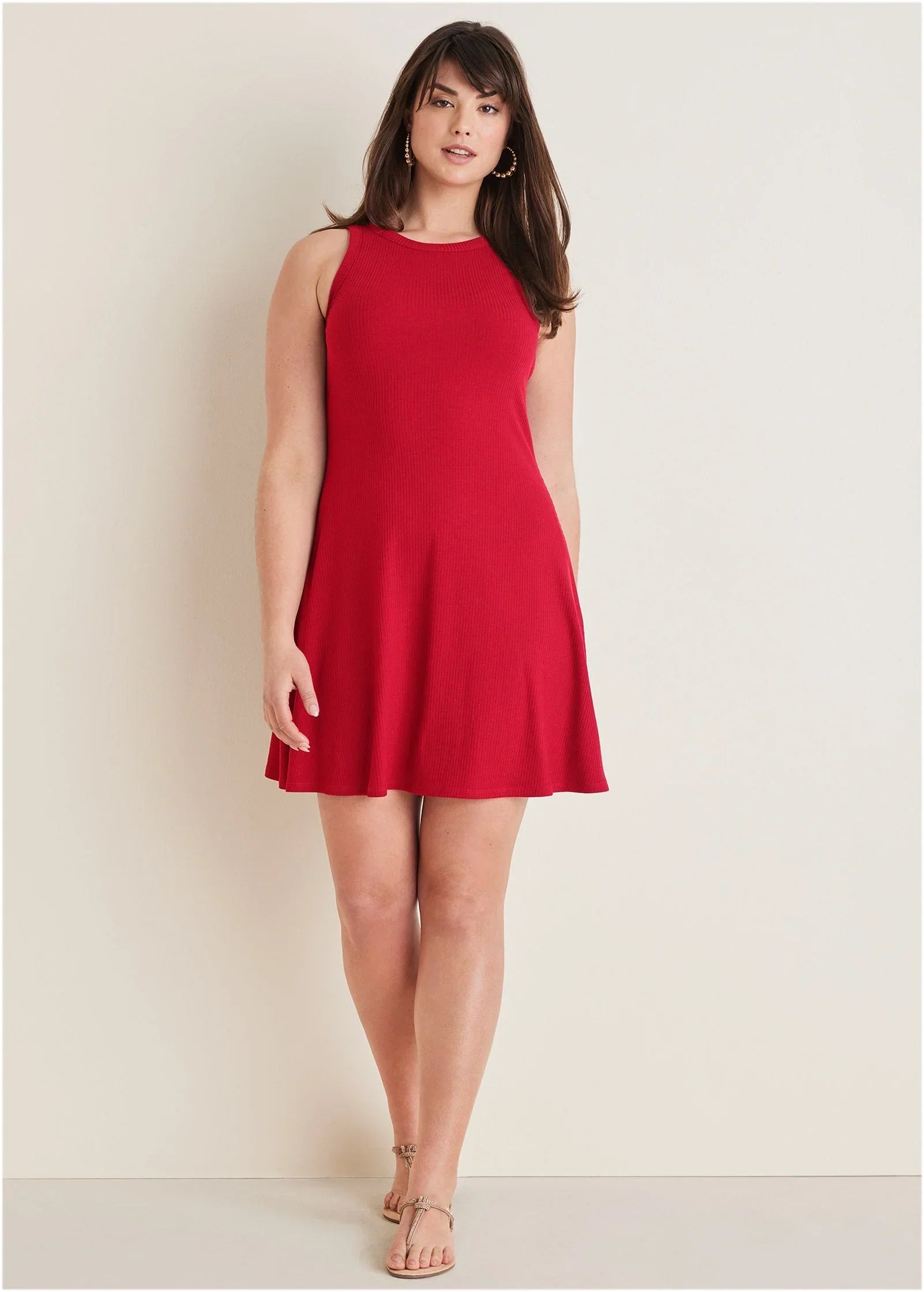 Flexrib Fit And Flare Dress Red