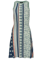 Printed Fit And Flare Dress Americana Floral Star