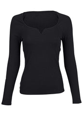 Deep Scoop Neck Ribbed Top Jet Black