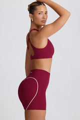 Soft Active V Neck Sports Bra in Burgundy