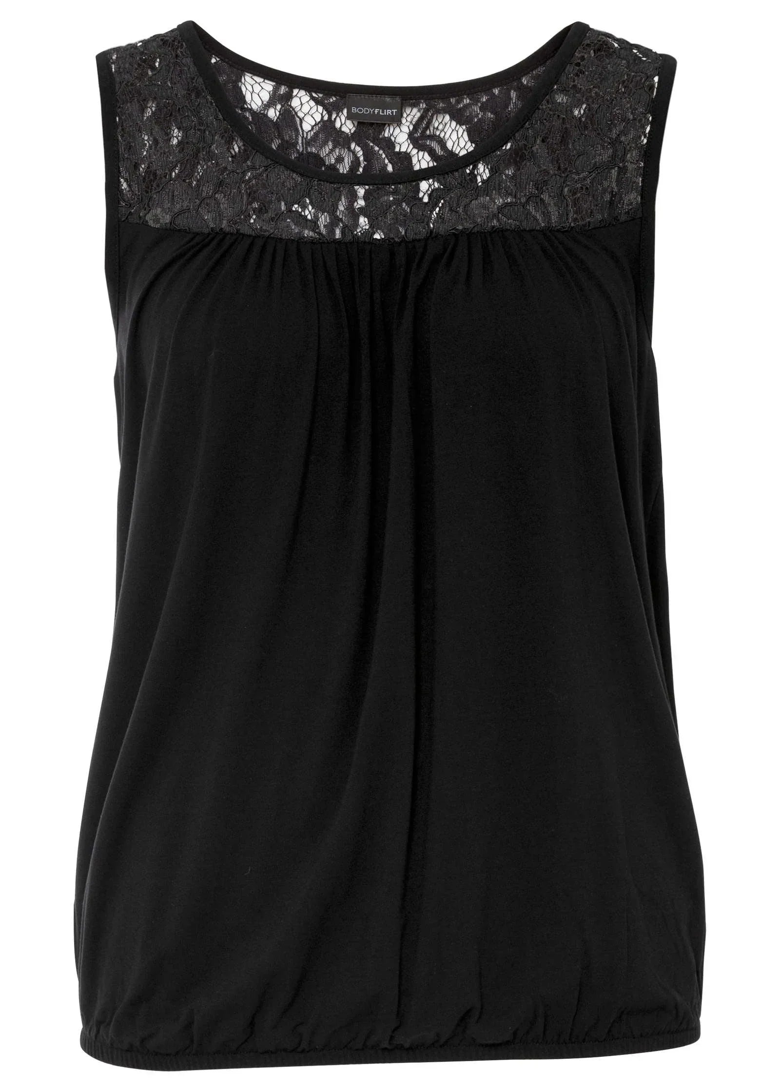 Lace Yoke Top Black