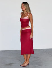 CALINE MIDI SKIRT RED