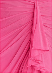 Side Ruffle Mesh Maxi Pink