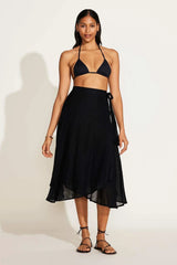 Lana Linen Wrap Skirt Black EcoLinen