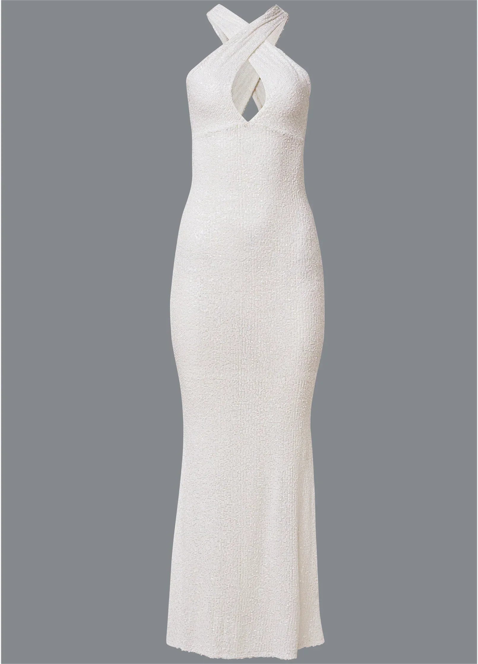 Sequin Keyhole Gown White