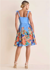 A Line Poplin Dress Voyage Bouquet Border Floral