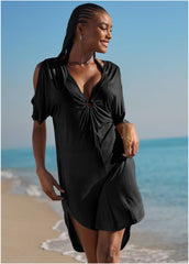 Ring Front Dolman Cover Up Black Beauty