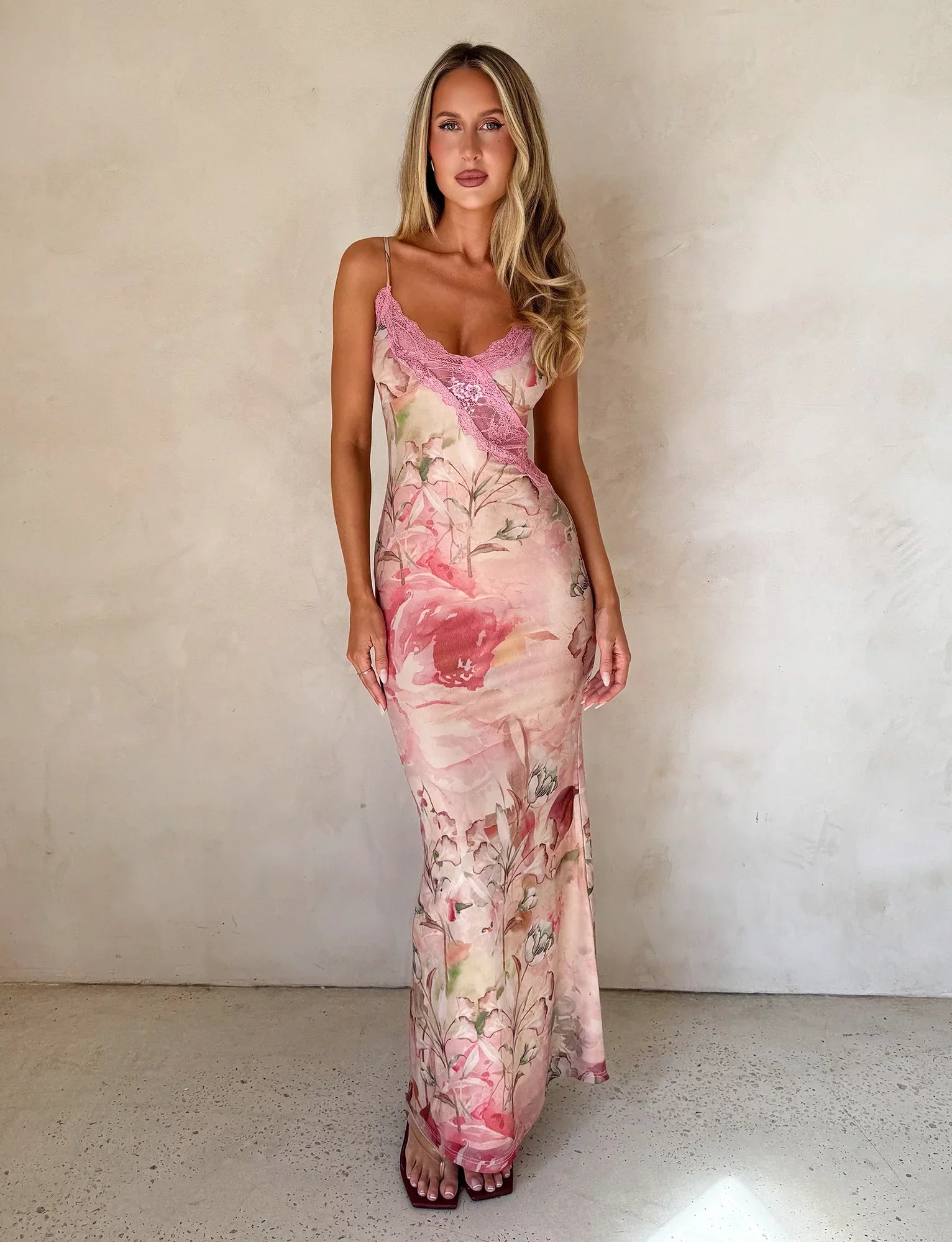 LYRE MAXI DRESS WATERCOLOUR FLORAL