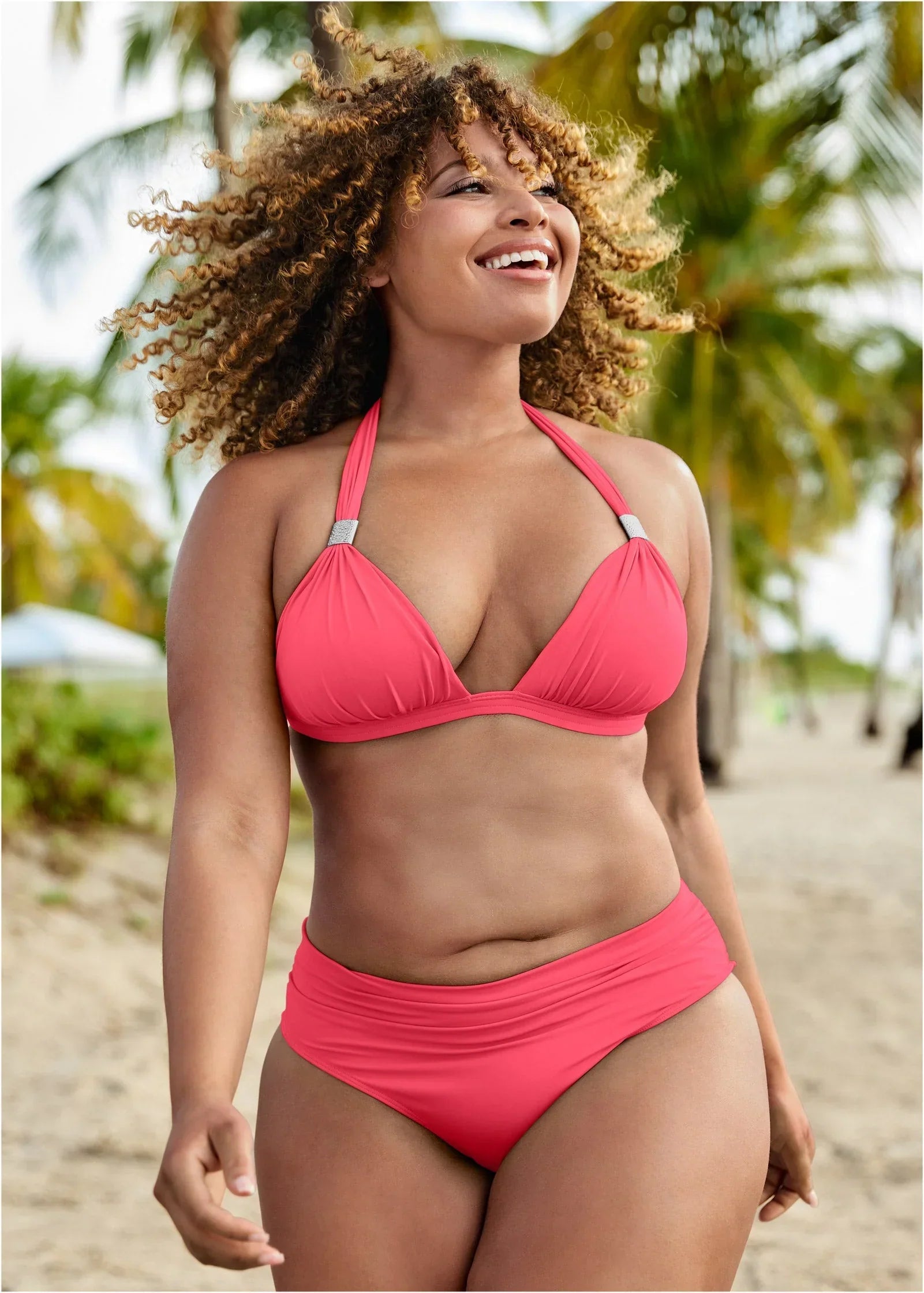 Goddess Push Up Halter Top Sunset Pink