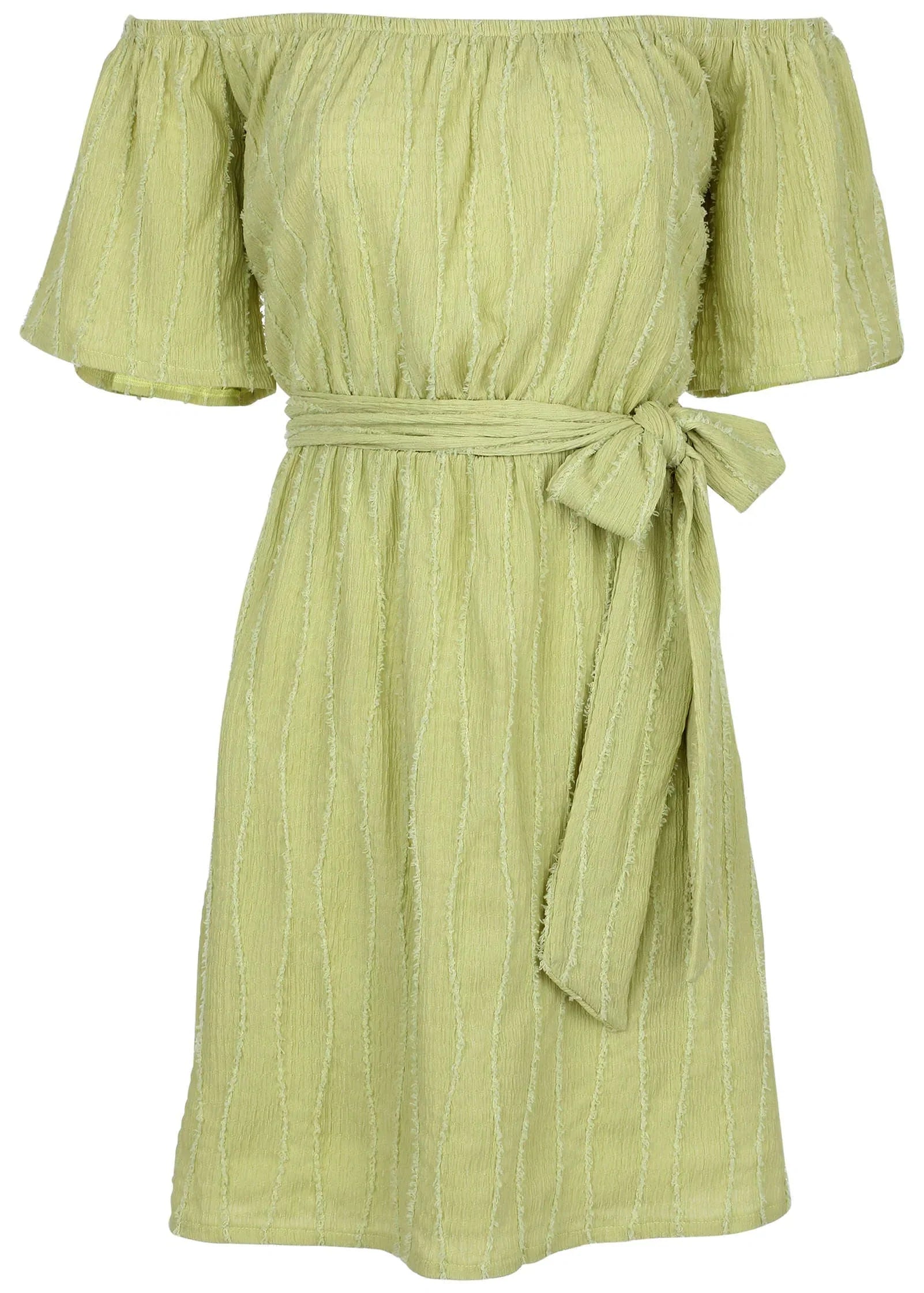 Off The Shoulder Mini Dress Light Green