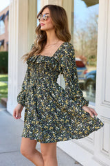 Sophia Black Floral Smocked Top Dress