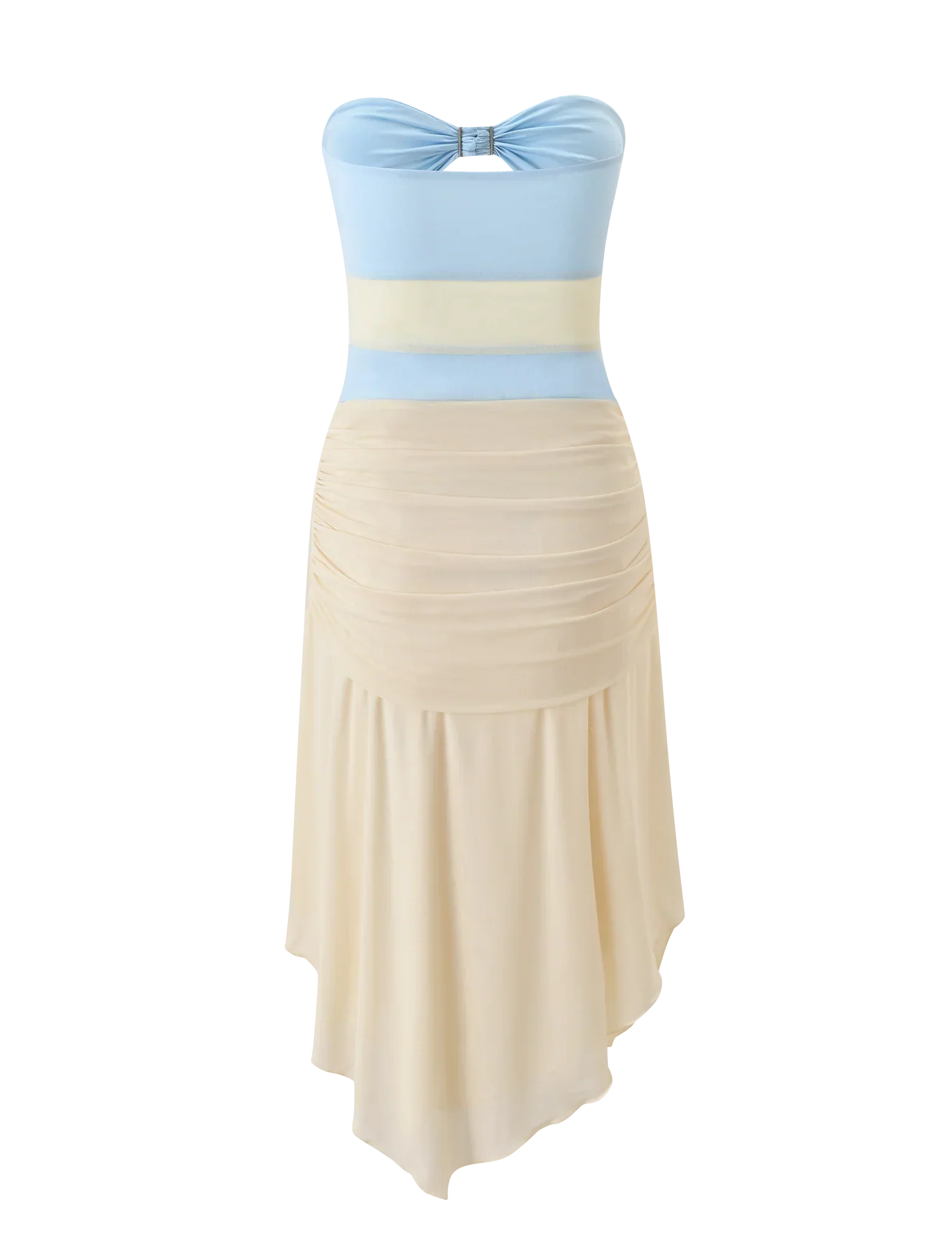 TWYLA MIDI DRESS CREAM AND BLUE