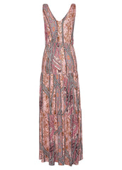 Tiered Maxi Dress Pink Red