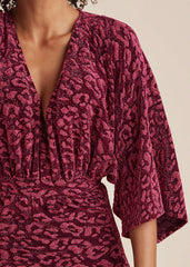 Metallic Leopard Mini Dress Black Pink