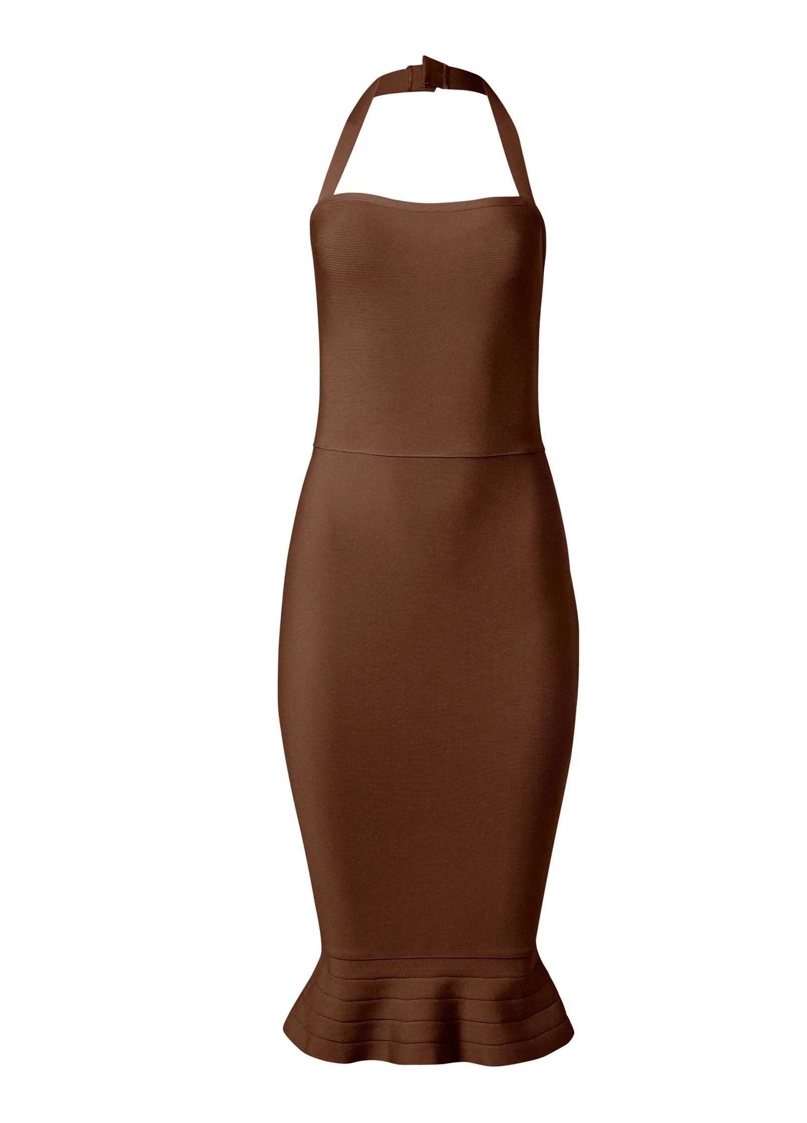 Halter Bandage Dress Brown