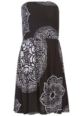 Convertible Cover Up Dress Ornate Medallion Black