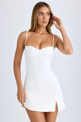 Modal Sweetheart Neck A Line Mini Dress in White