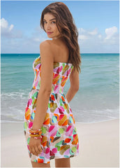 Convertible Cover Up Dress Watercolor Geo