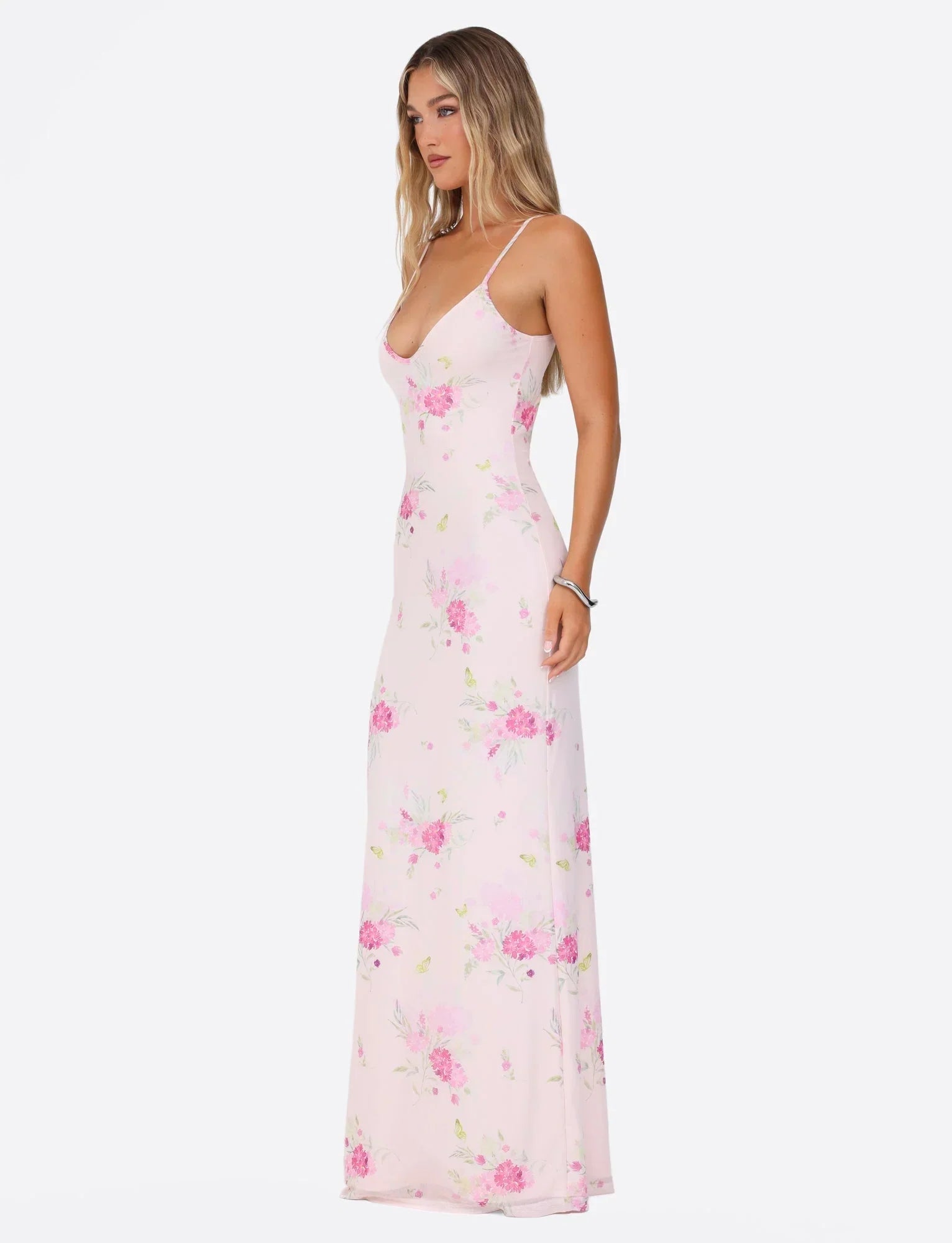 OSIRIS DRESS PINK FLORAL WATER COLOUR FLORAL