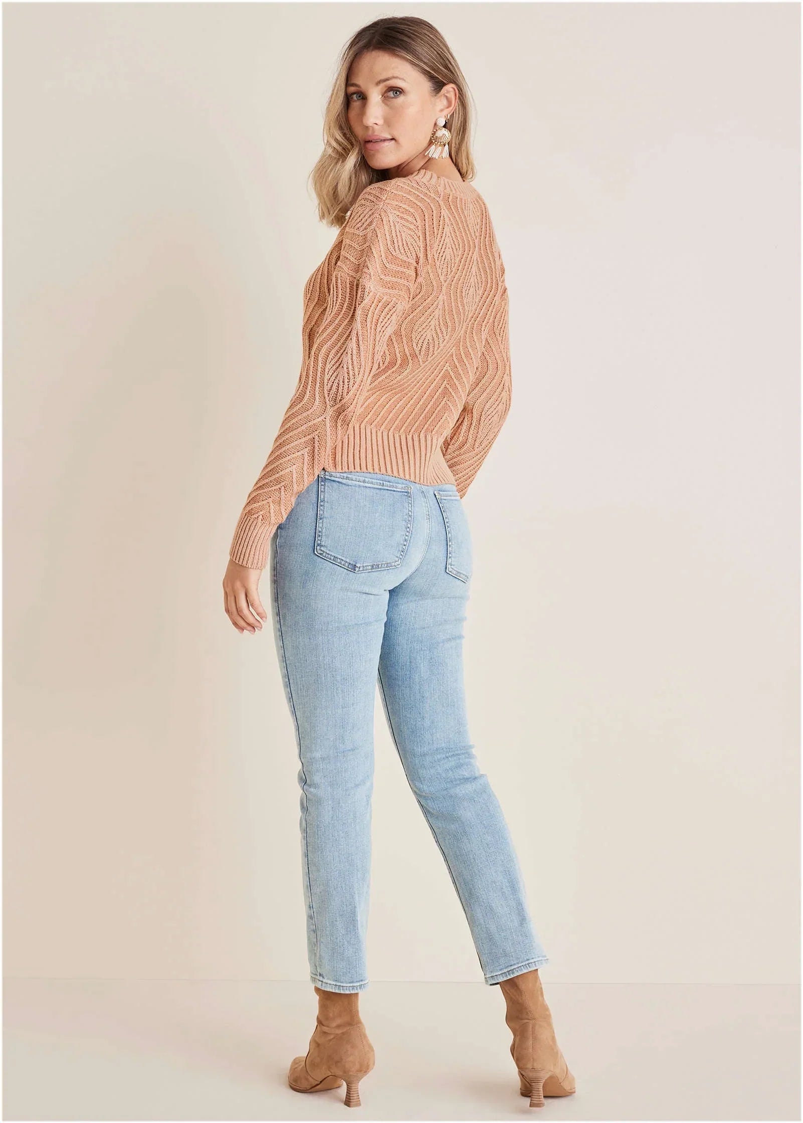 Stitch Interest Sweater Muted Clay
