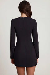 Structured Single Breasted Blazer Mini Dress in Black
