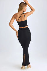 Modal Twist Front Maxi Skirt in Black