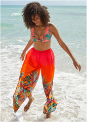 Palazzo Cover Up Pants Tropical Sunset Border