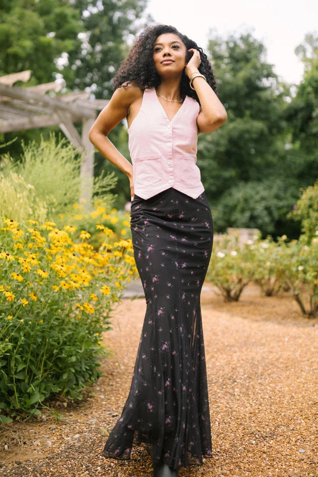 Beneath The Moon Pink Stretch Denim Vest SALE
