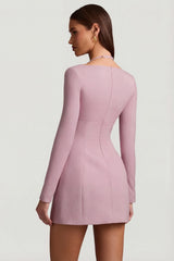 Pinstripe Structured A Line Mini Dress in Mauve