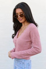 Pheobe Mauve Pointelle Cardigan Top