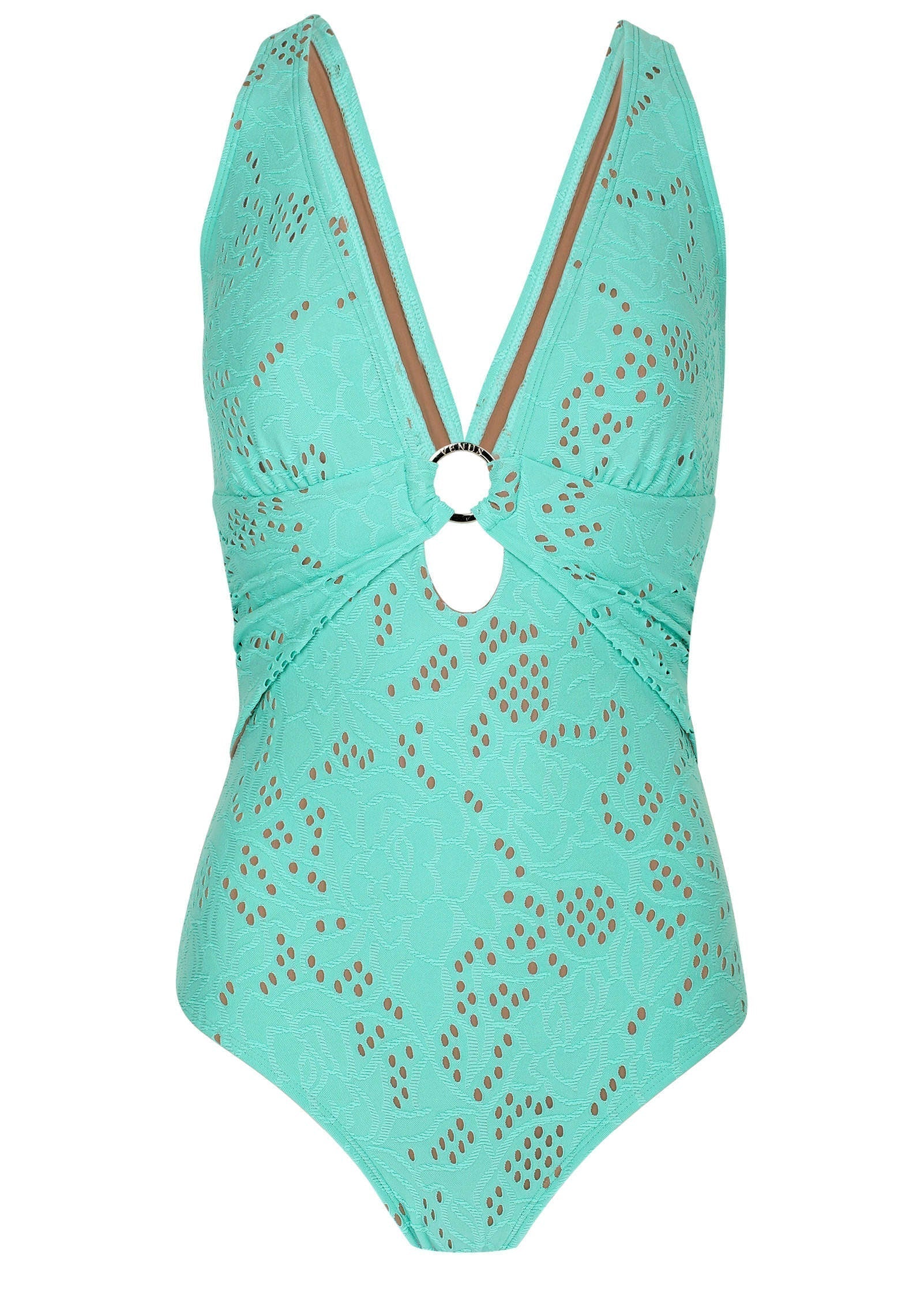 Lace Criss Cross One Piece Light Teal