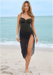 Twist Front Mesh Cover Up Jet Black