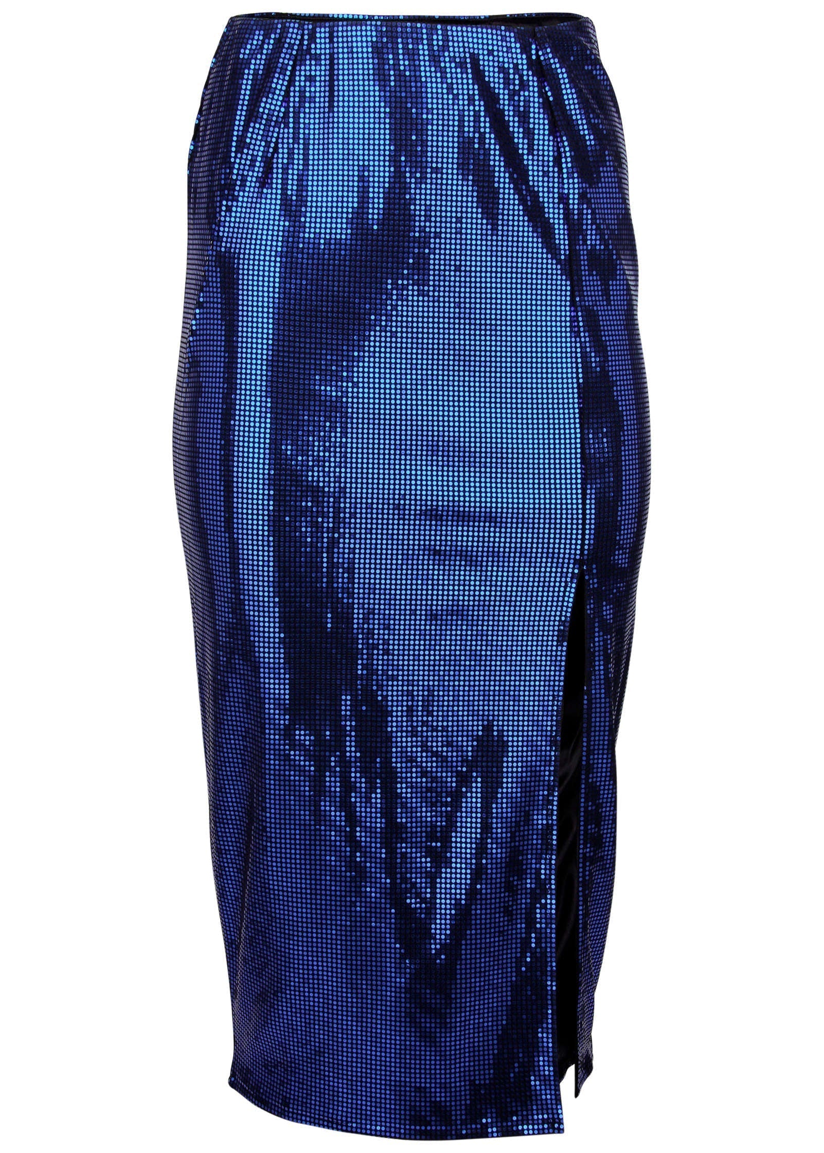 Sequin Midi Skirt Blue Black