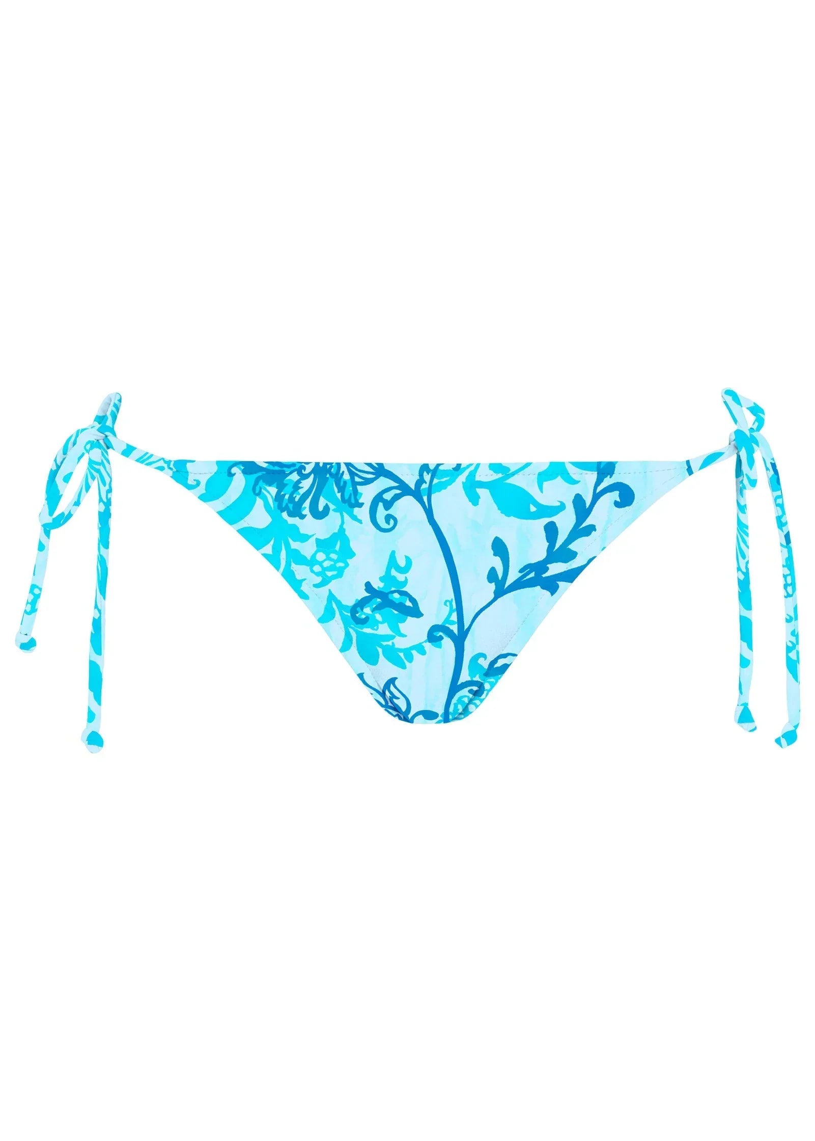 Miami Tie Side Moderate Bottom Aqua Floral Vine