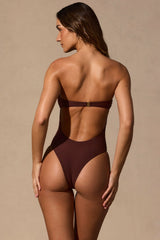 Cut Out Bandeau Swimsuit in Espresso Brown