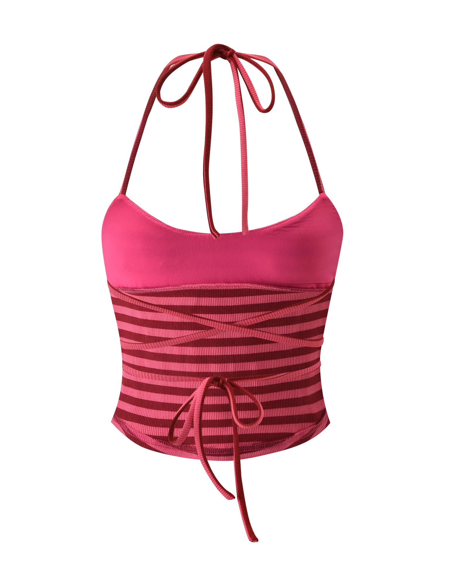 CERYS RIB TOP PINK RED STRIPE