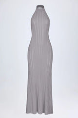 Backless Halterneck Maxi Dress in Silver