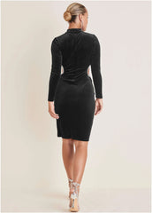 Velvet Cut Out Dress Jet Black