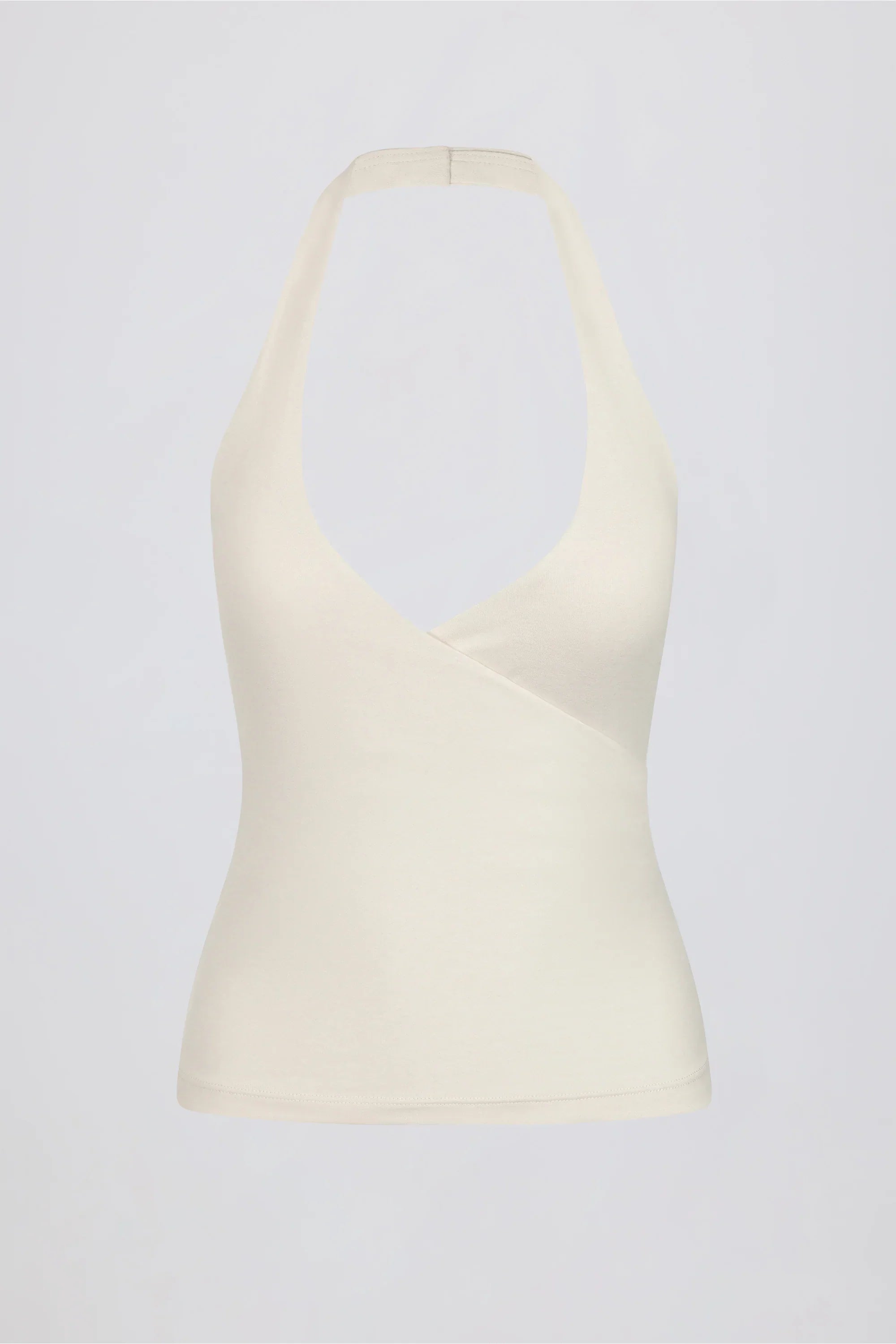 Halterneck Open Back Tank Top in Vanilla