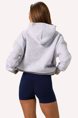 Embroidered Oversized Hoodie in Grey Marl