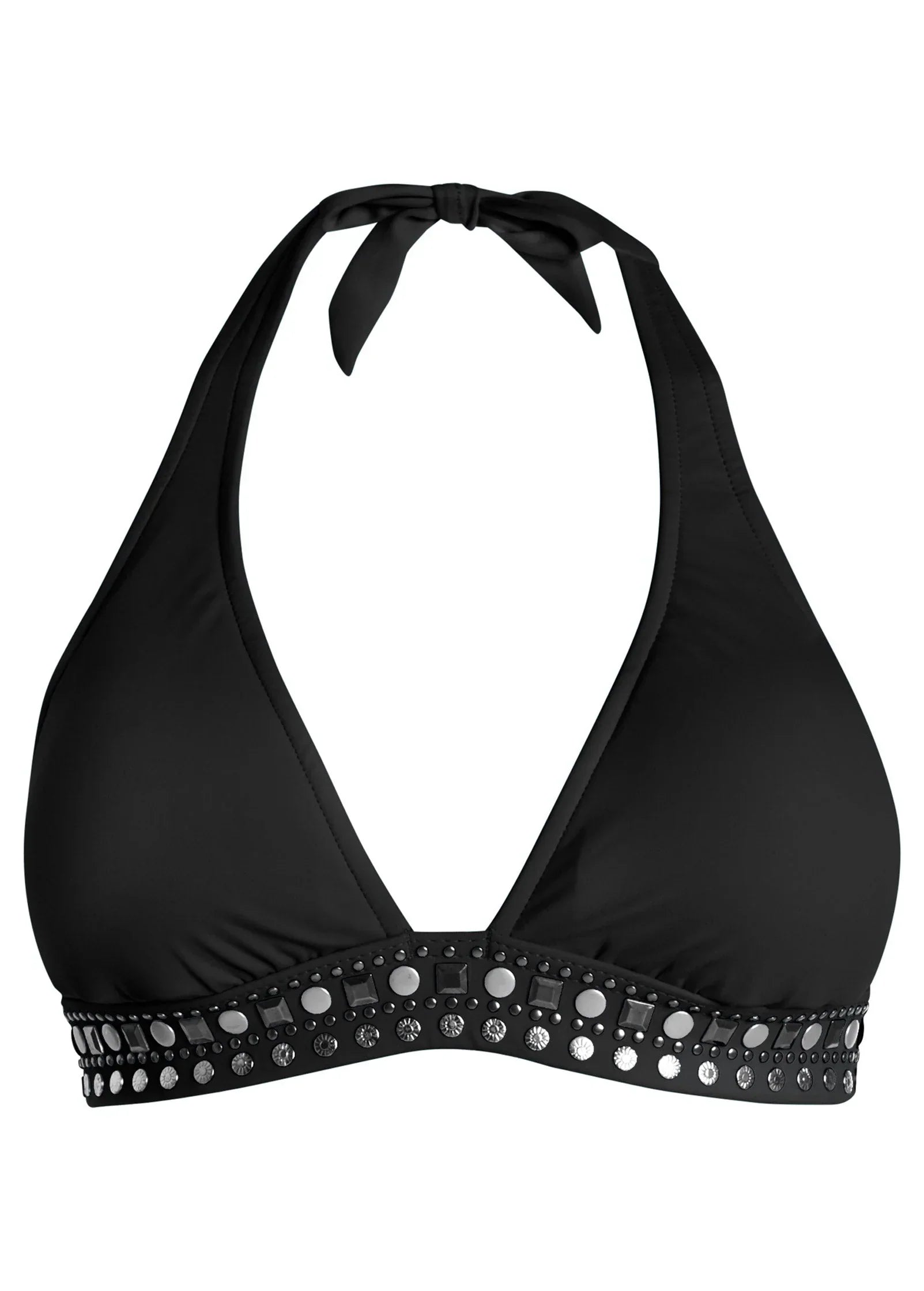 Embellished Halter Top Black Beauty