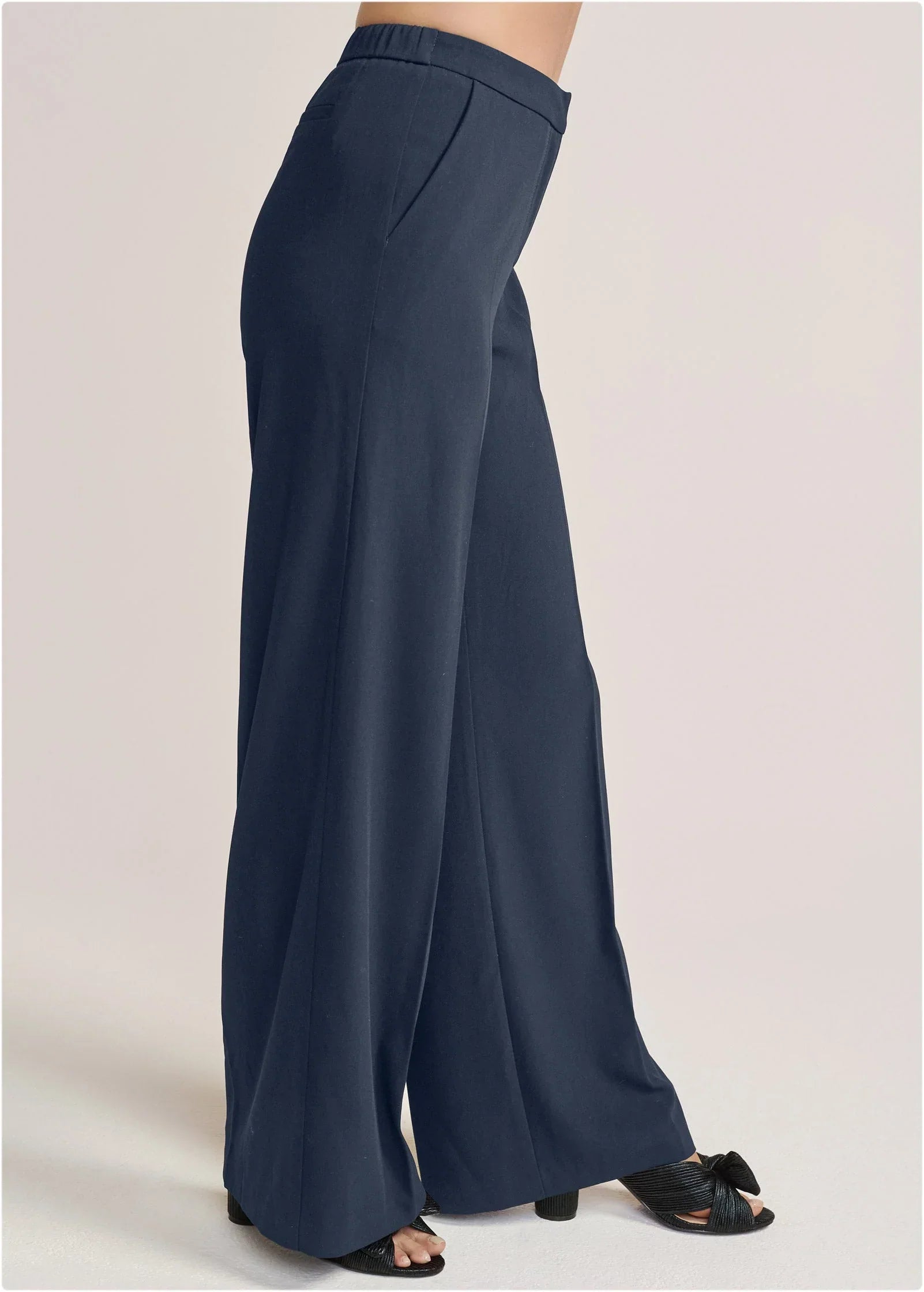 High Rise Wide Leg Trousers Navy