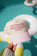 KenzKustomz Pink Stripe Trucker Hat Getting my Personality Back