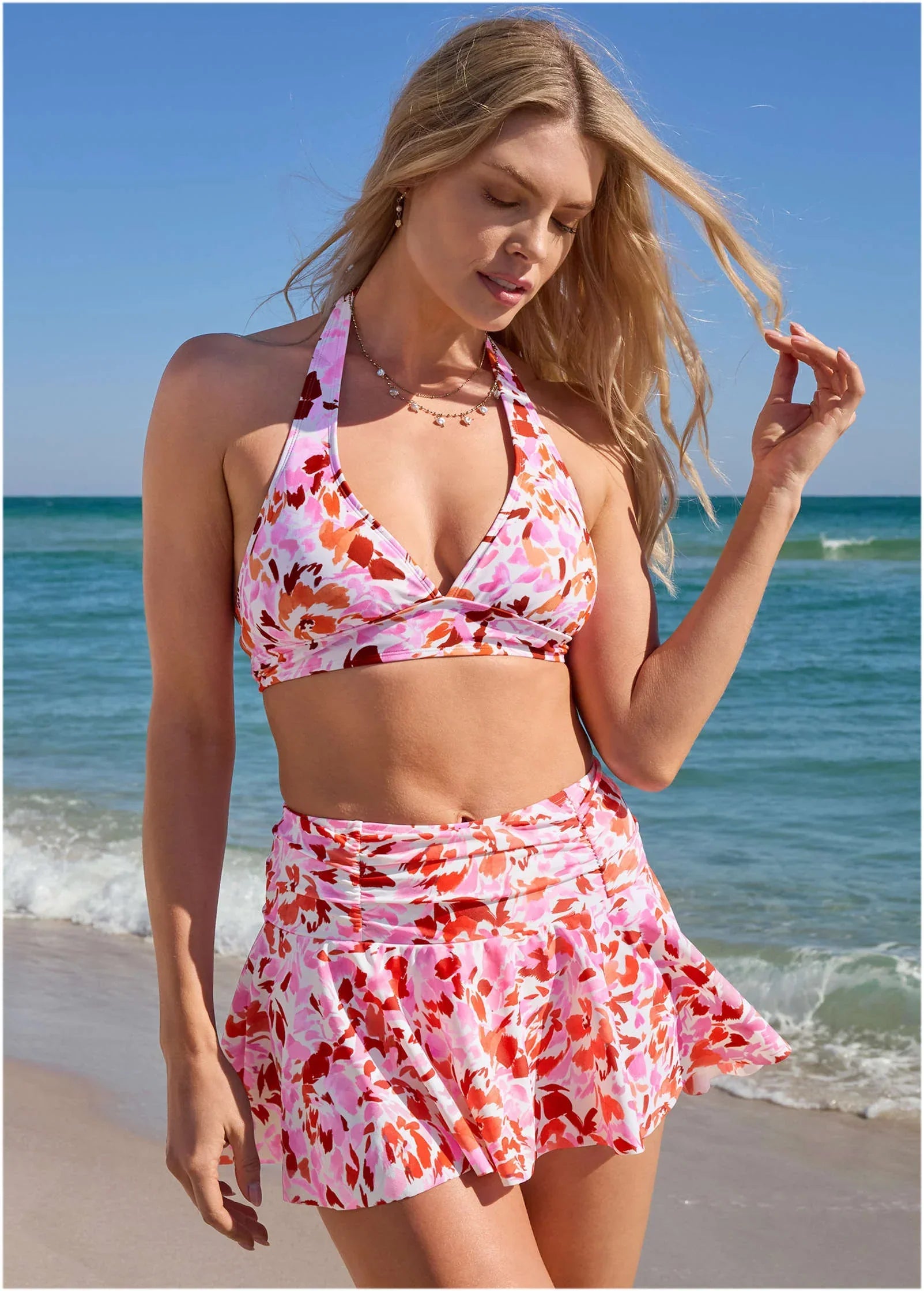 Rio Swim Skirt Feathered Blooms